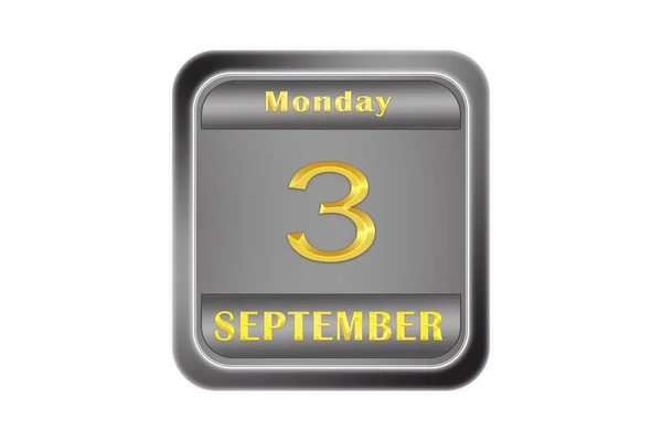 Μια Ανάγλυφη Μεταλλική Πλάκα Χρυσό Ημερομηνία Σφράγισης Είναι Σεπτεμβρίου Δευτέρα — Φωτογραφία Αρχείου