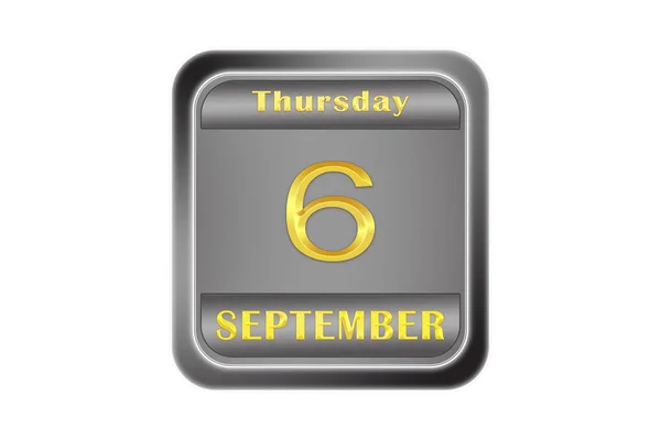Μια Ανάγλυφη Μεταλλική Πλάκα Χρυσό Ημερομηνία Σφράγισης Είναι Σεπτεμβρίου Πέμπτης — Φωτογραφία Αρχείου