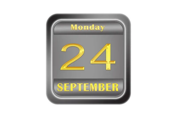 Auf Einer Geprägten Metallplatte Der Goldstempel Ist Der September Montag — Stockfoto