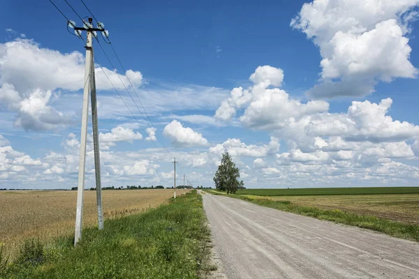 Nyári Táj Egy Ország Közúti Két Terület Között Tovább Road — Stock Fotó