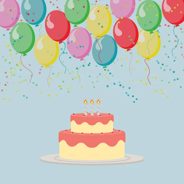 Illustrated pattern with birthday cake and balloons