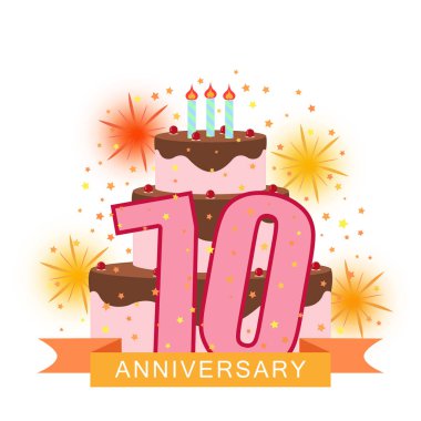 Resimli resimle sayı yetmiş, pasta, havai fişek ve yıldız yağmur