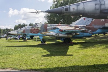 Belarus, Minsk - 23 Temmuz 2018: Açık Fuar Sovyetler Birliği'nin askeri havacılık