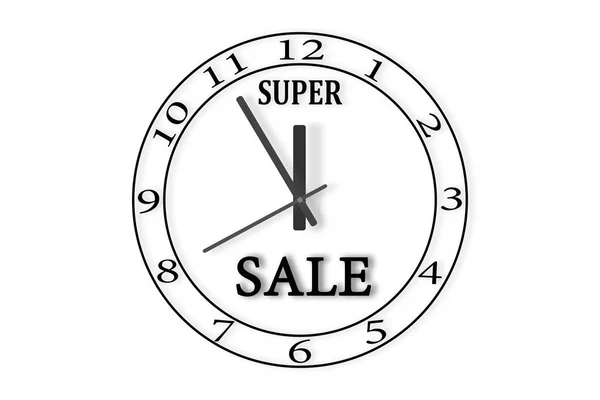 Clock Shows Time Watch Face Super Inscription Sale — Stock Photo, Image