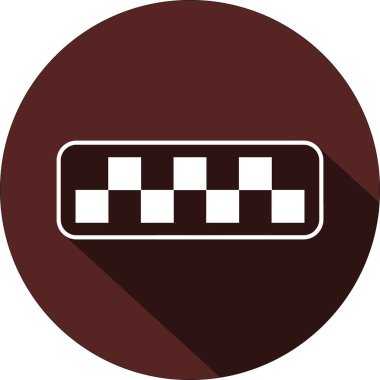 Bir taksi madalyon bir dikdörtgen anahat düz tasarım Daire koyu kırmızı renkte, vektör görüntü