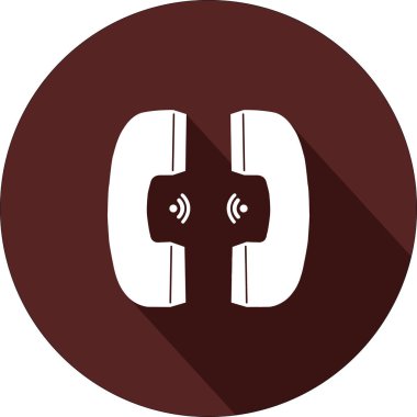 Vektör. Koyu kırmızı renk çemberi bir gölge ile iki el cihazı