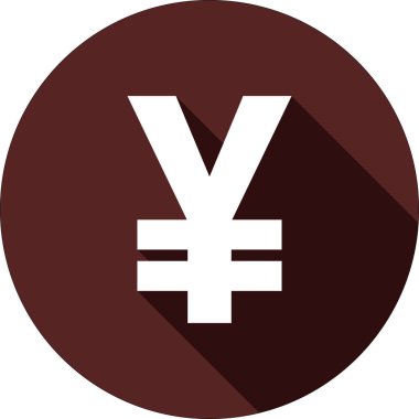 Vektör. Koyu kırmızı çember üzerindeki gölgeli Japon yeni işaretidir