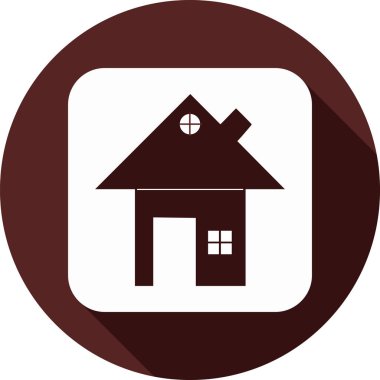 Vektör. Beyaz kare işaretiyle ikramımız koyu kırmızı bir daire