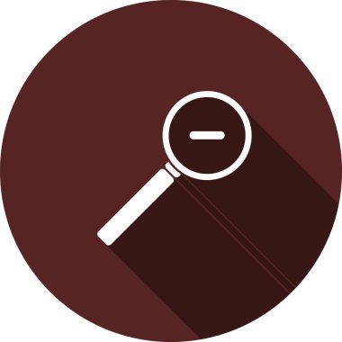 Vektör görüntü. Büyüteç simgesinin üzerinde daire maroon azaltma sembolü ile