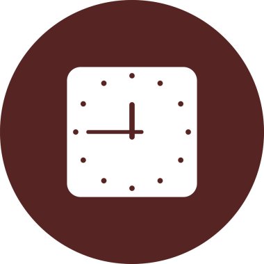 Vektör görüntü. Simgesi kare yuvarlak maroon saatler