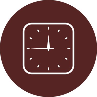 Vektör görüntü. Simge anahat kare yuvarlak maroon saatler