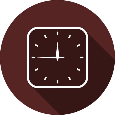 Bordo renk, vektör görüntü daire üzerinde kare bir saat anahat simgesi