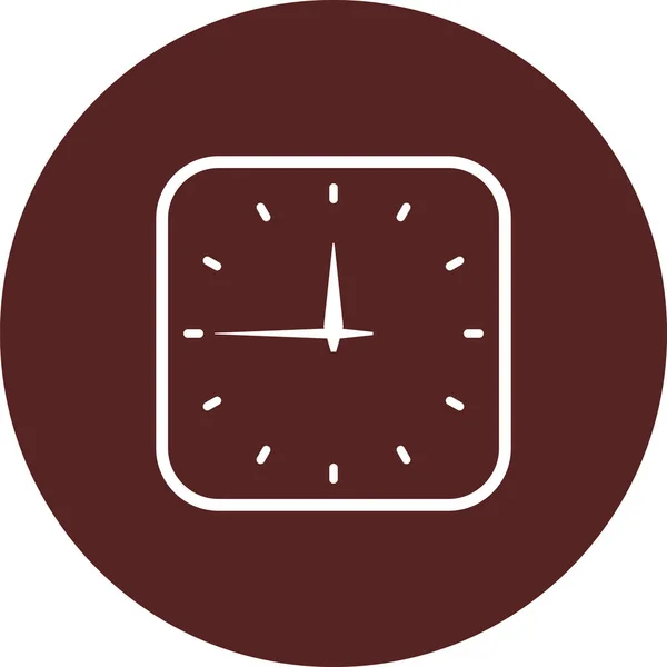 Imagen Vectorial Icono Contorno Relojes Cuadrados Redondo Granate — Vector de stock