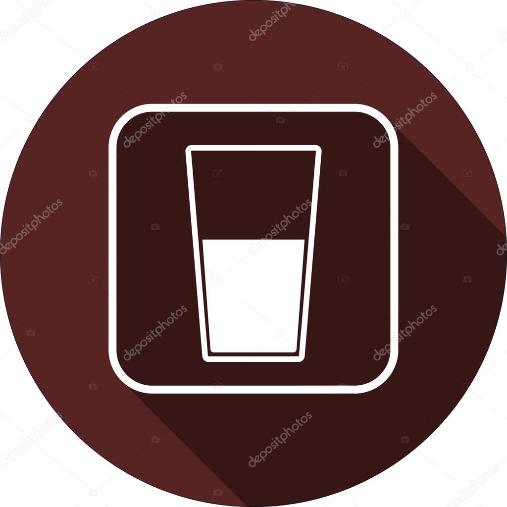 Vector. Glass with liquid in the contour of a square with a shadow on a circle of maroon color
