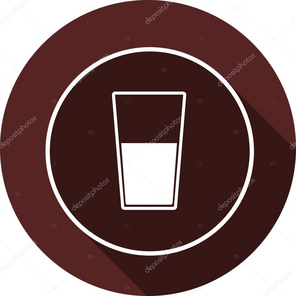 Vector. Glass with liquid in the contour of a circle with a shadow on a circle of maroon color
