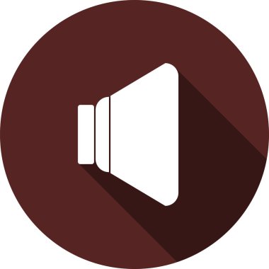 Vektör görüntü. Bordo renk çemberi üzerinde hoparlör simgesi