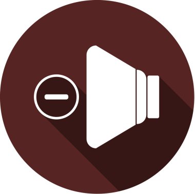 Vektör görüntü. Kontur çemberin içinde eksi işaretiyle bir hoparlör simgesi 