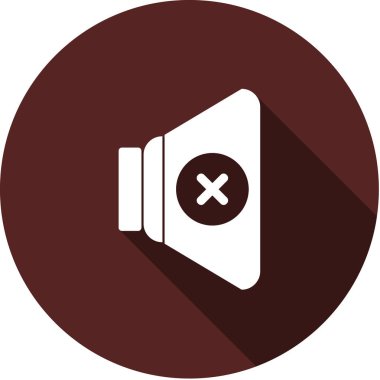 Vektör görüntü. Koyu kestane daire üzerinde işareti ile hoparlör simgesi