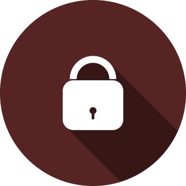 Bordo renk, vektör görüntü daire üzerinde kapalı asma kilit simgesi