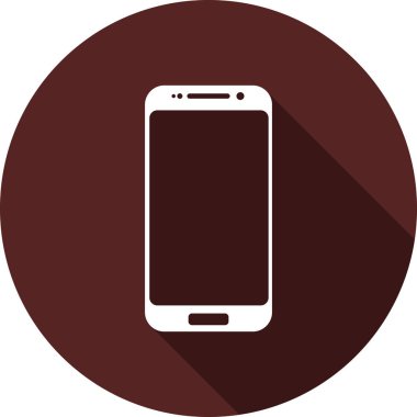 Akıllı telefon simgesi. Uzun bir gölge ile düz beyaz resim