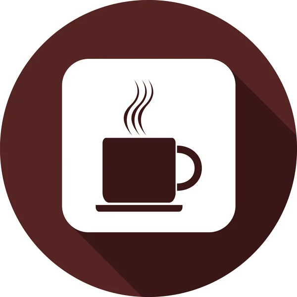 Bir Fincan Kahve Simgesi Uzun Bir Gölge Ile Beyaz Bir — Stok Vektör