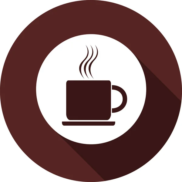 Ikon Kopp Kaffe Vit Cirkel Vit Platt Avbildning Med Lång — Stock vektor