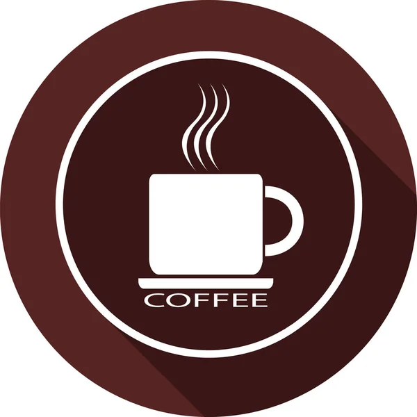 Icono Una Taza Café Imagen Plana Blanca Contorno Blanco Círculo — Vector de stock