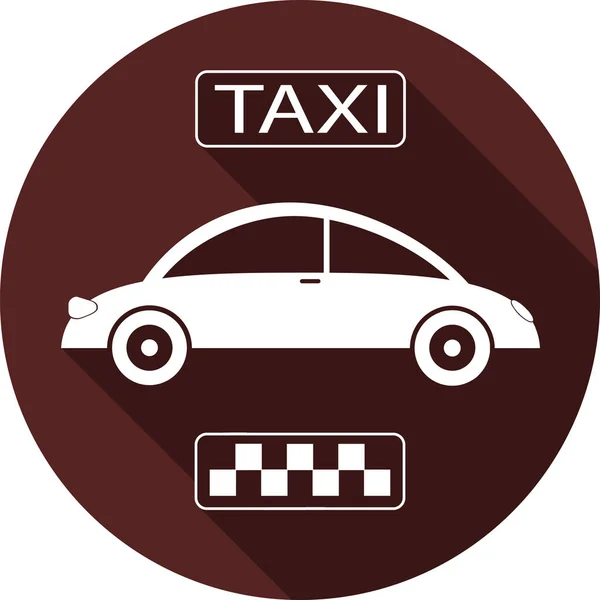 White Flat Image Long Shadow Car Taxi Icon — Stock Vector