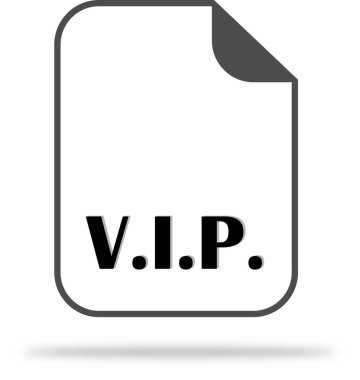 Belge simgesini kısaltma V.I.P. (very Important person).