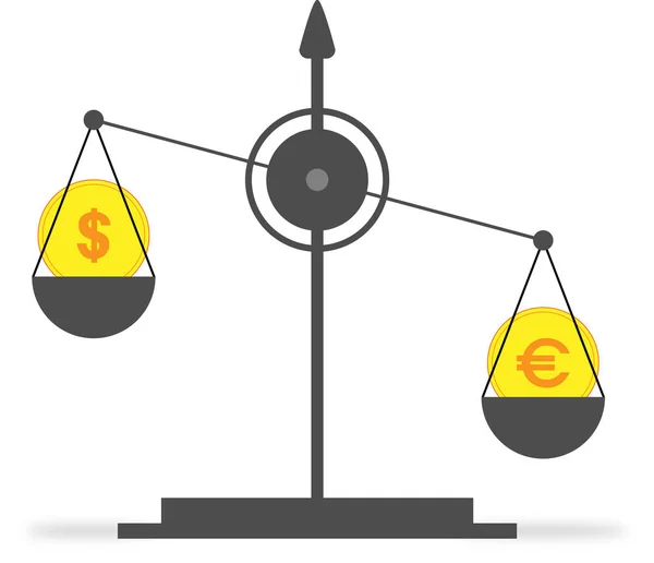 Auf Einer Waage Ist Eine Münze Mit Einem Dollarsymbol Leichter — Stockvektor