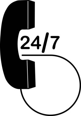Cep telefonu ile simge vektör ve 24/7 saat