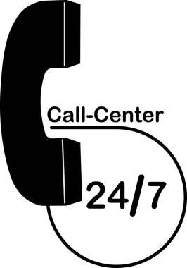 Cep telefonu ve çalışma saatlerini çağrı merkezi, vektör simgesi