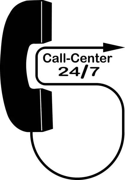 Den Hörer Und Die Arbeitszeit Des Call Centers Einen Ort — Stockvektor