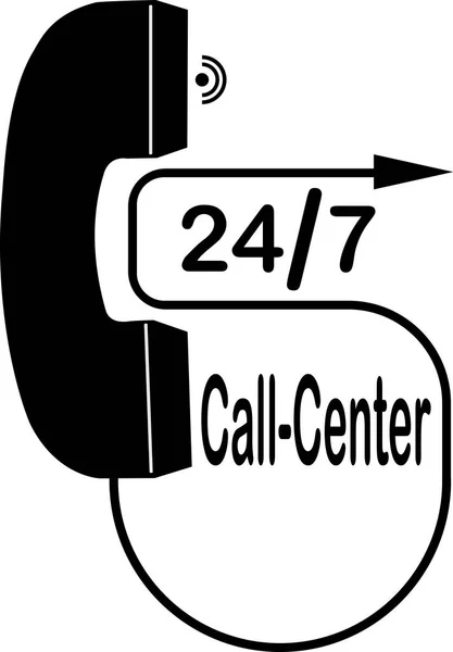 Vektor Symbol Mit Hörer Und Call Center Zeit — Stockvektor