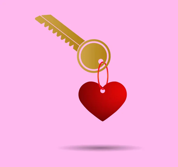 Srdce Jako Klíčenka Pozadí Klíčových Růžová — Stockový vektor