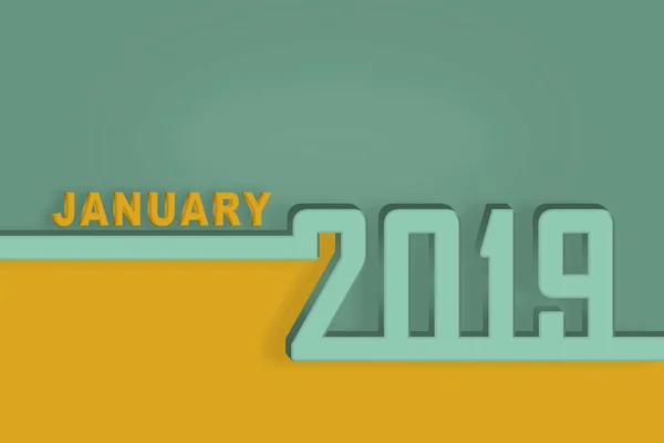 日历页 演示文稿或祝贺的模板 1月新年2019 — 图库照片