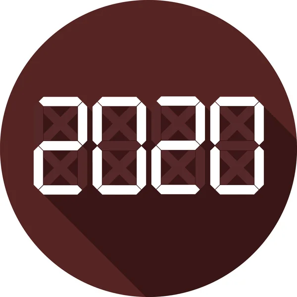 Ícone Com Designação 2020 Branco Número Plano Com Sombra Longa — Vetor de Stock