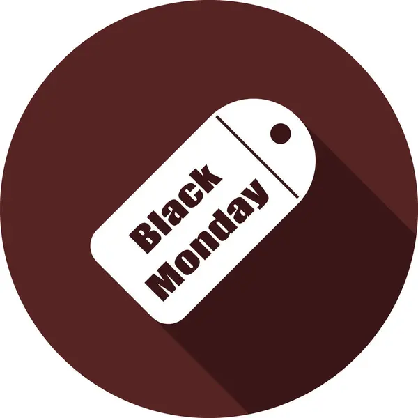 Icona Del Gettone Con Iscrizione Black Monday Immagine Piatta Bianca — Vettoriale Stock