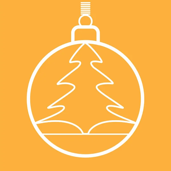 Contorno Árvore Natal Dentro Contorno Bola Natal — Vetor de Stock
