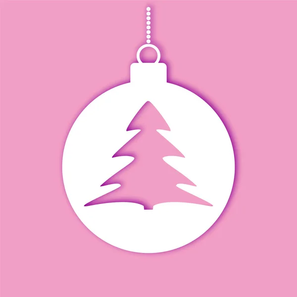 Fundo Rosa Branco Bola Natal Com Árvore Natal — Vetor de Stock