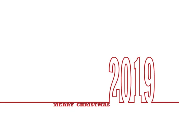 Надпись Счастливого Рождества Контурное Изображение 2019 — стоковый вектор