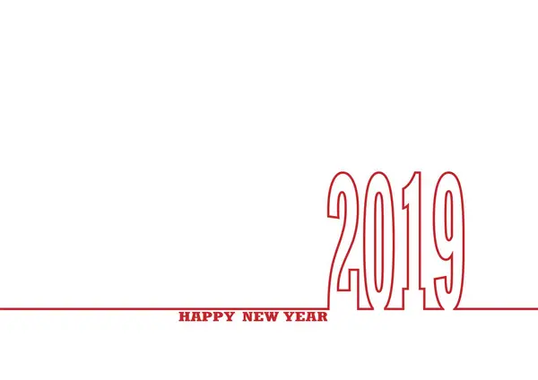 Подпись Новым Годом Контурным Изображением 2019 — стоковый вектор
