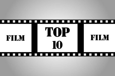 Film çerçeve üzerinde yazıt Top 10, degrade arka plan üzerinde siyah beyaz bir görüntü olduğunu.
