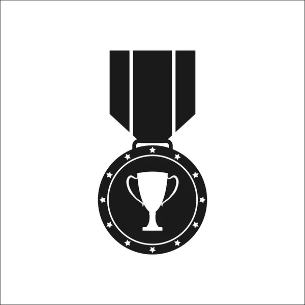 Black White Icon Medal Image Cup Flat Image — Stock Vector