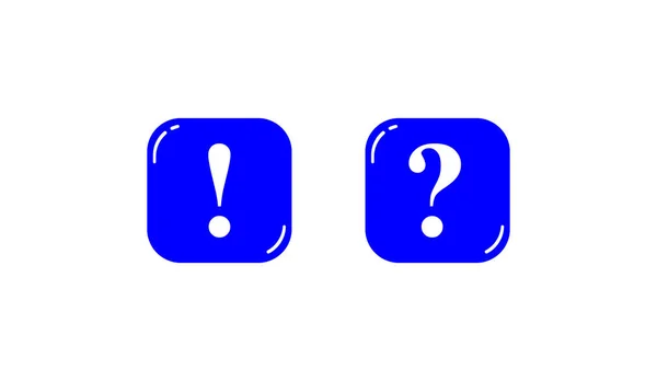 Two Square Blue Buttons Question Exclamation Marks — Stock Vector