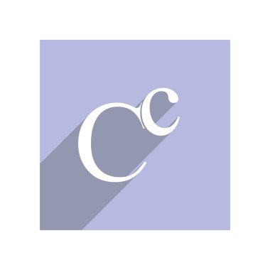 Büyük harf ve küçük harf C uygulamalar ve Web siteleri, uzun gölge için düz simgesi