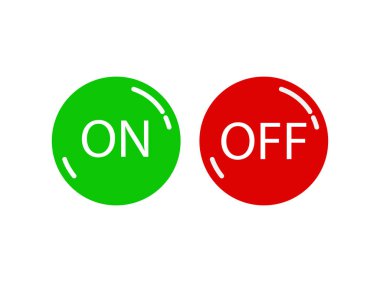 Yeşil ve kırmızı yazıtlar düğmeleriyle açma ve kapatma yuvarlak