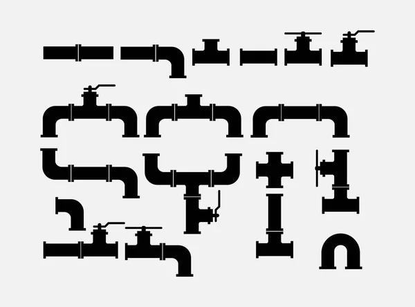 Set Van Silhouet Beelden Van Varianten Van Connecties Van Sanitaire — Stockvector