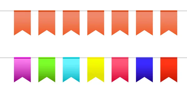 Набор Оранжевых Цветных Флагов Украшения — стоковый вектор
