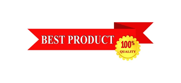 Červenou Stuhou Nápisem Nejlepší Produkt Zlatý Medailon 100 Kvalita — Stockový vektor